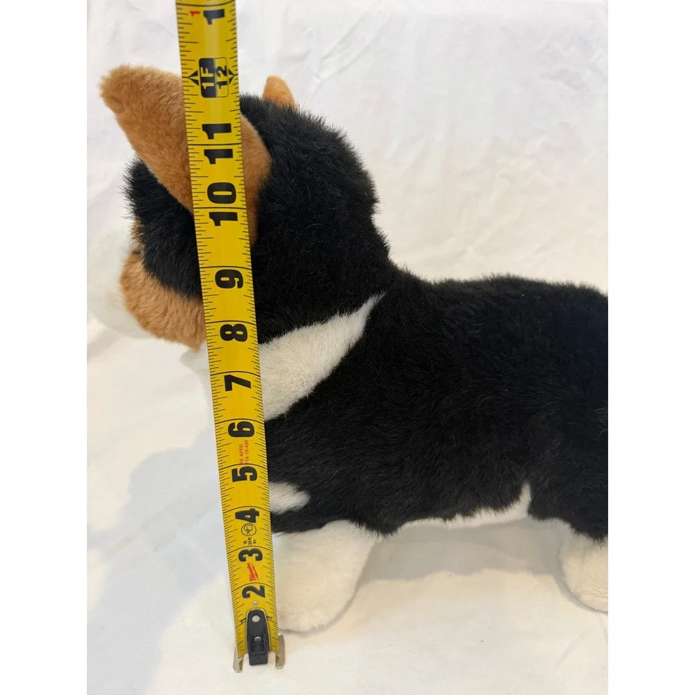 Auswella Plush Tri-Color Corgi Dog Standing Stuffed Animal Black White Tan 14